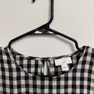 J. Jill Classic Black and White Checkered Blouse
